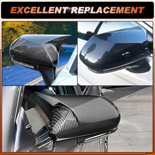 ACLONG Carbon Fiber Mirror Cover Caps Fit for Toyota Camry 2018 2019 2020 2021 2022 2023 2024 2025- Rearview Side Mirror Covers-Ox Horn Design, Left Driver Side & Right Passenger Side,1 Pair - size: Fit for Camry 2018-2025-Ox Horn-Carbon Fiber