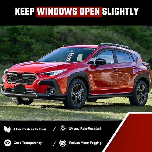 Tape-On Rain Guards Compatible with Su-baru Crosstrek Impreza 2024 2025 Black Extra Durable Shatterproof Side Window Deflectors, Window Visors, Wind Deflectors - 4 PCS - size: Fit for Su-baru Crosstrek 2024-2025 Tape On