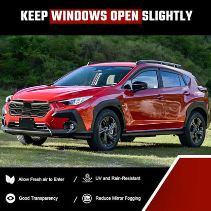 Tape-On Rain Guards Compatible with Su-baru Crosstrek Impreza 2024 2025 Black Extra Durable Shatterproof Side Window Deflectors, Window Visors, Wind Deflectors - 4 PCS - size: Fit for Su-baru Crosstrek 2024-2025 Tape On