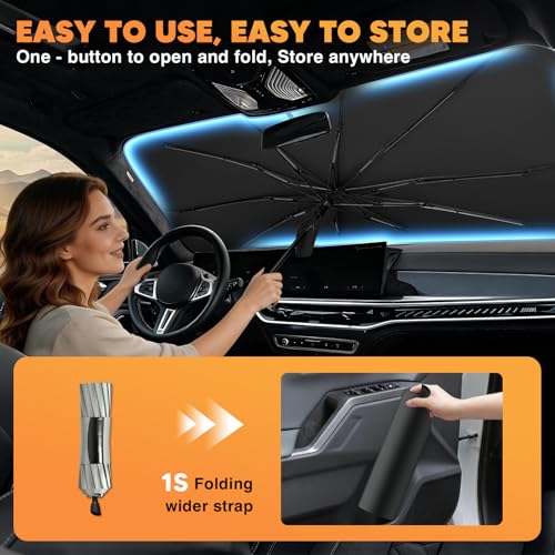 KUST Sun Shade Umbrella for Toyota RAV4 2019-2025 | Custom Fit Windshield Sunshade | Foldable Sunshade with Bendable Handle | Blocks Heat & UV Rays Keep Car Cool Sunshield - size: For RAV4 19-25