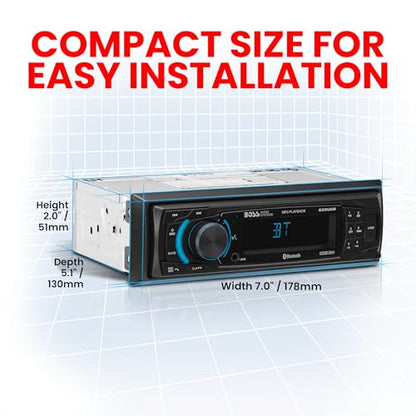 BOSS Audio Systems 625UAB Single DIN Car Stereo with Bluetooth - No CD DVD Player, AM/FM Radio Receiver, Aux Input, USB - style: 625UAB Detachable Face