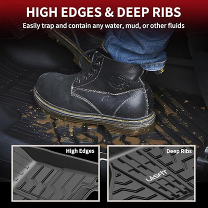 LASFIT Floor Mats 2013-2018 for Dodge Ram 1500/2500/3500 Crew Cab, 2019-2024 for Dodge Ram 1500 Classic Crew Cab 4 Full Size Doors All Weather TPE Custom Fit Car Mats Floor Liners 1st & 2nd Row, Black - style: 1) 1500/2500/3500 | 2013-2018 |Crew Cab Floor