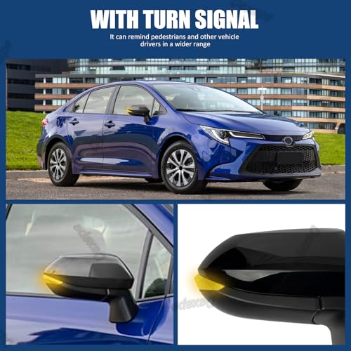 Passenger Side Mirror Assembly Compatible with Toyota Corolla 2020-2025 Heated with Turn Signal, Blind Spot Monitor, Power Adjustable Replace TO1321395, 8791012F90 Black (7Pin Right) - style: 7pin Right