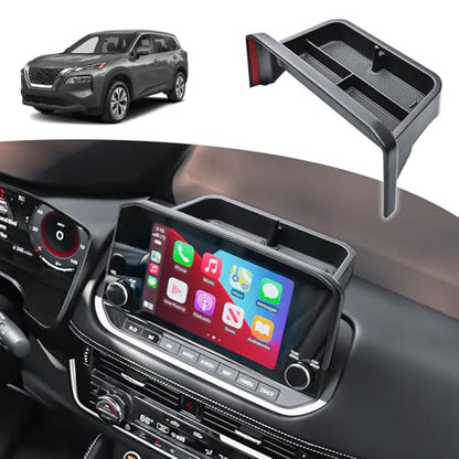 HGWEI Dash Storage Tray Compatible with 2021-2023 Nissan Rogue SL/Platinum Interior Accessories Center Console Dashboard Organizer Mount Holder Storage Tray Behind Screen (ONLY for 9 Inch), Black