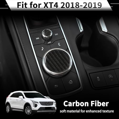 WINKA Center Console Multimedia Knob Button Cover Compatible with Cadillac Escalade XT5 CT5 CT6 XT4 XT6 CT6 Crabon Fiber Media Button Cover Trim Interior Modification Trims for Car Accessories