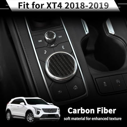 WINKA Center Console Multimedia Knob Button Cover Compatible with Cadillac Escalade XT5 CT5 CT6 XT4 XT6 CT6 Crabon Fiber Media Button Cover Trim Interior Modification Trims for Car Accessories