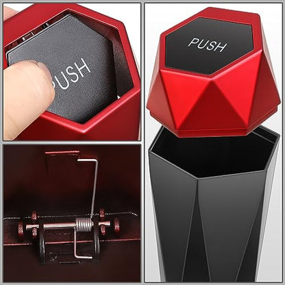 DNA Motoring 2PCS Mini Car Auto Trash Can with Removable Lid, Leakproof Mini Garbage Bin for Automotive Home Office,Black/Red,Set of 2,ZTL-OD-01-RD - color: Black/Red, style: 2pcs