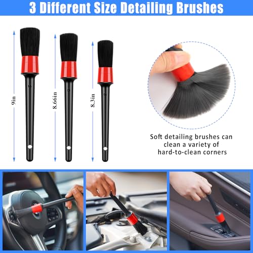 Car Detailing Kit, Car Detailing Brush Set, Bendable Car Wheel Rim Cleaner Brush Set, Car Detailing Brushes, Car Wash Cleaning Tools Kit for Interior, Exterior, Wheels, Blue - size: 17pcs