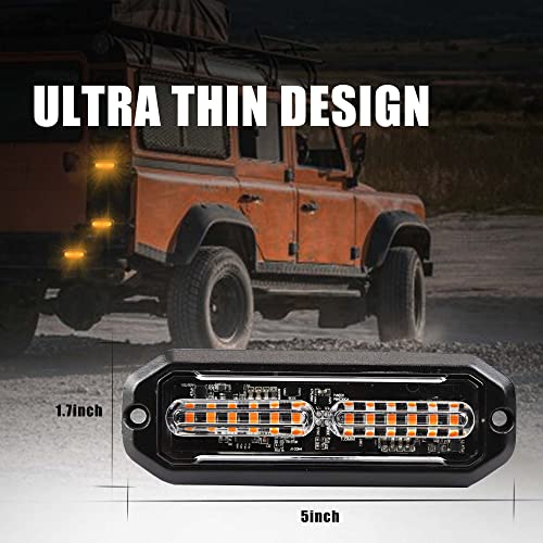 WINECO Amber led strobe lights for trucks 8pcs 12-LED Surface Mount Flashing Strobe Lights kit for Trucks Car Vehicles LED Mini Grille Grill Strobe Light Head Emergency Hazard Warning lights - color: Amber