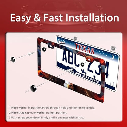 American Flag Eagle License Plate Frame Patriotic Eagle License Plate Funny Auto Accessory Bracket Stainless Steel License Plate Frames 6.3 x12.3 Inch - color: American Eagle Flag