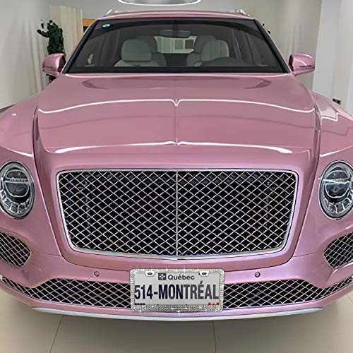 Sparkly Bling Stainless Steel License Plate Frames for Women, 1PCS | Over 1000 pcs 14 Facets Bedazzled Clear Glass Diamond Rhinestone Crystals w/Free Glitter Diamond Box (White) - color: white