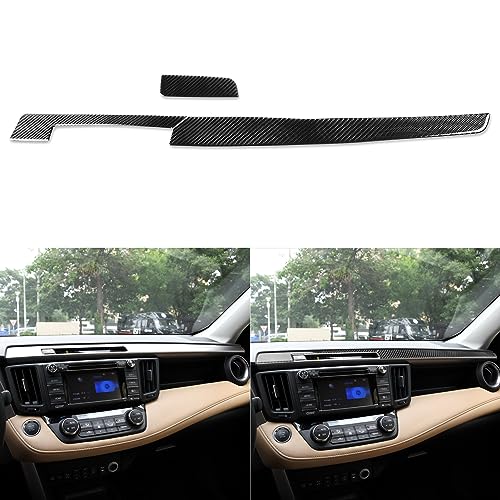 NVCNX Real Premium Carbon Fiber Car Dashboard Warning Light Switch Button Panel Cover Decal Compatible with Toyota RAV4 2013 2014 2015 2016 2017 2018 Interior Dash Trim Accessories 3PCS Black - color: Dashboard Warning Light Switch Panel Trim