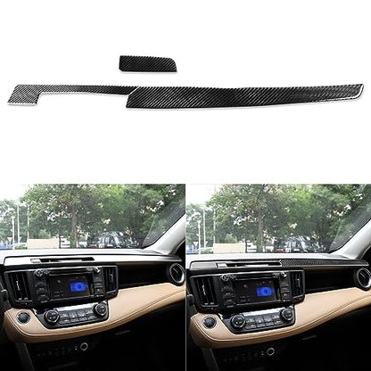 NVCNX Real Premium Carbon Fiber Car Dashboard Warning Light Switch Button Panel Cover Decal Compatible with Toyota RAV4 2013 2014 2015 2016 2017 2018 Interior Dash Trim Accessories 3PCS Black - color: Dashboard Warning Light Switch Panel Trim