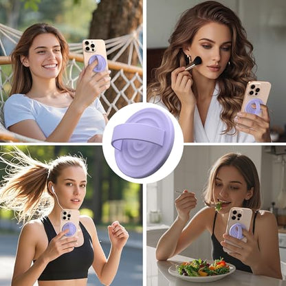 Magnetic Phone Grip Ring Holder, Liquid Silicone Magnet Cell Phone Grip Finger Loop, Compatible with Magsafe, Back of Phone for iPhone 17/16/15/14/13/12 Series, Lilac Purple - color: Lilac Purple