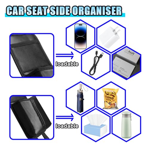 2-in-1 Tissue Holder Car Seat Storage Hanging Bag- Multi-Function Water Bottle Holder Bag Car Seat Side Organizer for Phone & Drink- Large Cup Holder Auto Stuff Holder with Mesh Pocket for Cars(Black)