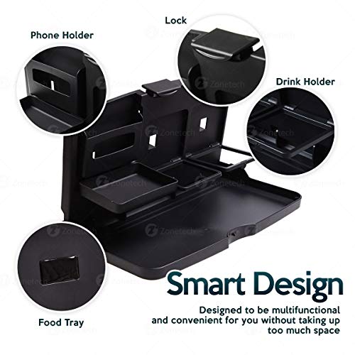 ZONETECH Multi-Functional Portable Foldable Car Backseat Tray Desk - Black Vehicle Table for Food, Meal, Snack, Laptop - Stay Organized When on The Go (1-Pack) - color: 1-Pack