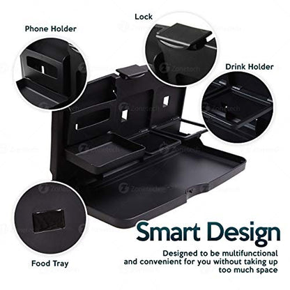 ZONETECH Multi-Functional Portable Foldable Car Backseat Tray Desk - Black Vehicle Table for Food, Meal, Snack, Laptop - Stay Organized When on The Go (1-Pack) - color: 1-Pack