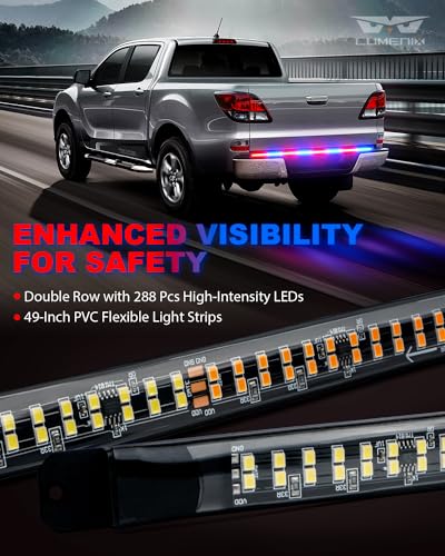 LUMENIX 49" Inch Strobe Light Strips, Back Window | Tailgate Red Blue Emergency Warning Flashing Police Double Row LED Strip Lights Bar w/Controller for Responder POV Cop Vehicles Trucks SUVs - 1PC - color: Red Blue