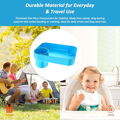 Car Seat Snack Tray for Toddlers, Reduces Mess Square Travel Tray Cup Holder Snack Tray, Durable Car Food Tray for Kids, Universal Fit Kids Travel Road Trip Essentials (Sky Blue) - color: Sky Blue