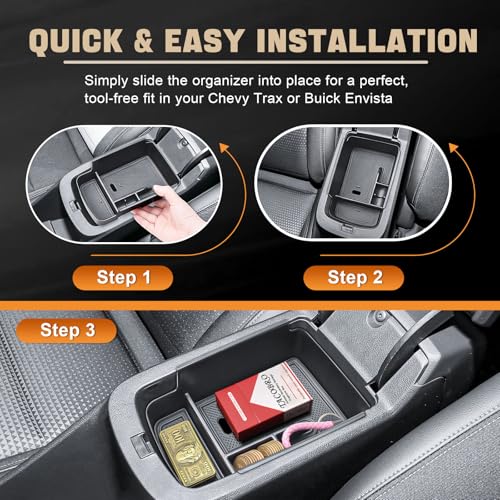 Center Console Insert Tray Compatible with 2024 2025 2026 Chevrolet Trax and 2024-2026 Buick Envista Interior Accessories, Armrest Secondary Storage Organizer Box