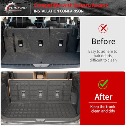 Cargo Mat Compatible with 2019-2025 2026 Subaru Ascent Cargo Liner Trunk Liner TPE Back Seat Cover Protector 2023 Ascent Accessories (Fit 7&8 Seats, Trunk Mat+3rd Row Backrest Mats) - style: For Aubaru Ascent | 2019-2026