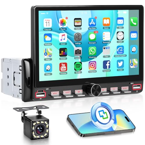 Single Din Car Radio Stereo, 7 inch Touch Screen Radio for Car Stereo Receivers, 1 Din Bluetooth Radio, HD Backup Camera, SWC, Mirror Link, Support FM/EQ/SD/AUX, USB Fast Charging - style: 7 inch+Piano Key