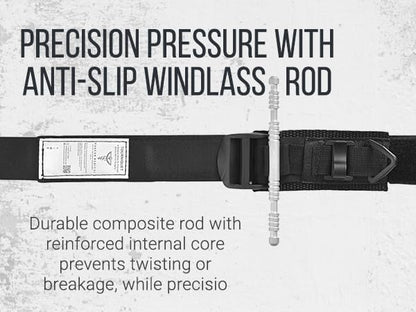 Military-Grade Tactical Combat Tourniquet - Severe Bleeding Control (Black) | Rapid One-Hand Application, Time-Stamped – First Aid, EMS, Law Enforcement, Civilian, Outdoor Survival