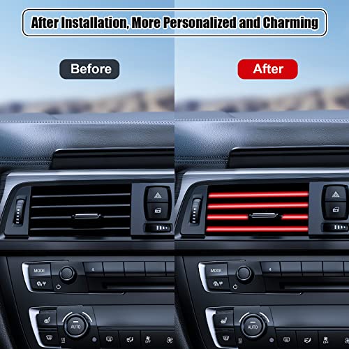 20 Pieces Universal Car Auto Air Conditioner Vent Outlet Trim Strip, Waterproof Flexible Shiny Auto Car Vent Interior Accessories for All Air Vent Outlet (20PCS - Red) - color: 20PCS - Red