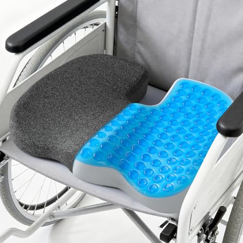 Medisana Gel Wheelchair Cushions for Pain Relief，GC 150B Seat Cushion for Tailbone, Sciatica, Back & Hip Support, Ergonomic Office Chair Cushion for Office, Car Seat & Wheelchair (Black-19×16"×2.8") - color: Black, size: X-Large