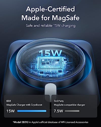ESR for 15W MagSafe Car Mount Charger with CryoBoost, Made for Apple-Certified, for MagSafe Car Charger,Magnetic Wireless Phone Charging for iPhone 16/15/14/13/12, S25, Fast Charging, Phone-Cooling