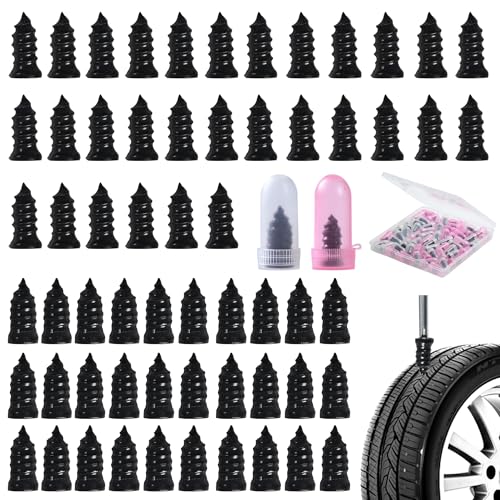60 Pcs Tire Repair Screws, Tire Patch Kit, Screw in Tire Plugs,Quick Tool Tire Plugs, Self-Service Tire Repair Rubber Nail Kit for Patching Punctures in Vacuum Tires of Cars, Motorcycles (60)