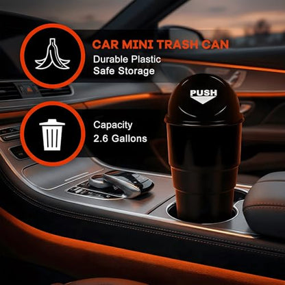Cup Holder Trash Can for Car, Leakproof Vehicle Back Seat Garbage Can Mini Portable Trash Bin with Lid, Universal Smellproof Cup Holder Garbage Bin for Cars Trucks SUVs (Black) - color: Black