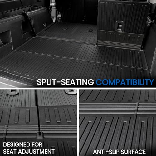 Floor Mats Cargo Mat Set for 2018-2024 Ford Expedition Max 8 Seats Bench Seat, All Weather TPE Cargo Liner Trunk Lower Mat Door Sill Guards Accessories (8 Seats Floor Mats Set) - style: 8 Seats Floor Mats Set