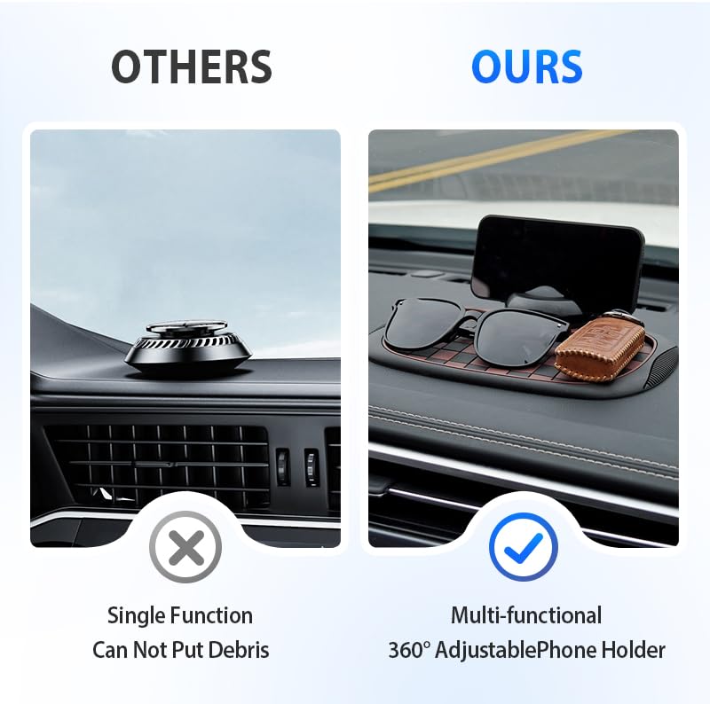 Universal Anti-Slip Car Dashboard Mat, 2026 New 360° Rotatable Phone Holder Dashboard Pad with Temporary Parking Number, Anti Skid Organizer for Phone Sunglasses Keys (Brown Black) - color: Brown Black