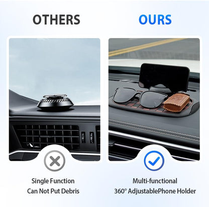 Universal Anti-Slip Car Dashboard Mat, 2026 New 360° Rotatable Phone Holder Dashboard Pad with Temporary Parking Number, Anti Skid Organizer for Phone Sunglasses Keys (Brown Black) - color: Brown Black