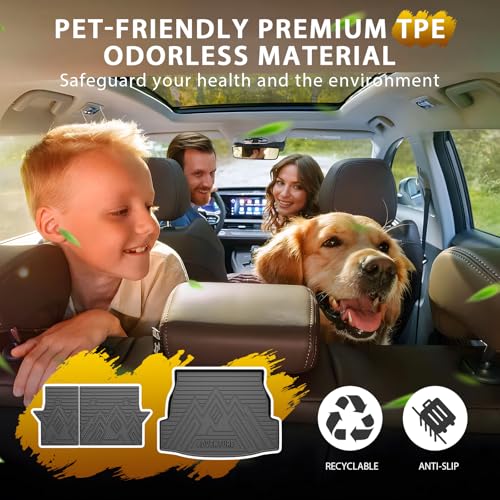 Powerty Cargo Mats with Backrest Mat for Toyota RAV4 2019-2025 Accessories(Include Hybrid&Gasoline), All Weather TPE Cargo Trunk Liners with Seat Back Mat Replacement for RAV4 (Trunk Mat+Backrest Mat) - size: Cargo+Backrest Mat｜For｜19-25｜Toyota Rav4