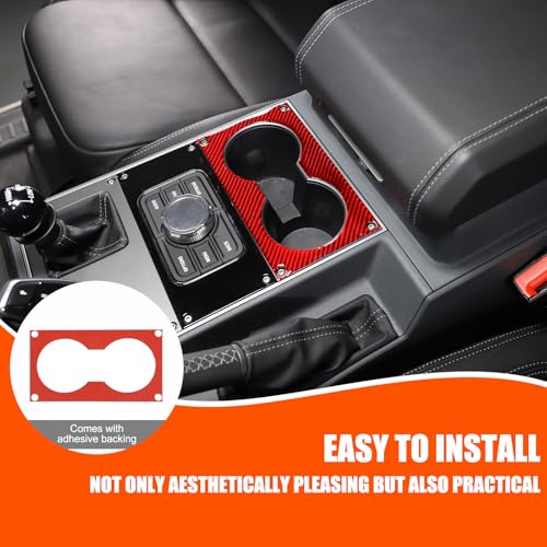 Car Center Console Water Cup Holder Trim Compatible with INEOS Grenadier 2020-2024, Center Console Armrest Box Cup Holder Panel Anti-Scratch Panel Decorative Sticker Interior Accessories (Red)