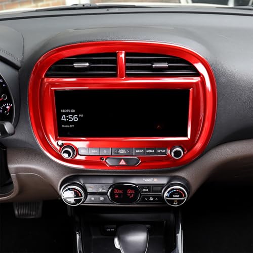 Premium Compatible with Kia Soul 2020-2025 Accessories, Dashboard Navigation Trim Cover - Scratch Protection, Dashboard Cover, Easy Snap Installation Upgrade (Red) - color: Red