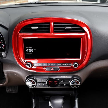 Premium Compatible with Kia Soul 2020-2025 Accessories, Dashboard Navigation Trim Cover - Scratch Protection, Dashboard Cover, Easy Snap Installation Upgrade (Red) - color: Red
