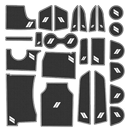 Fits Dodge Charger Accessories 2015-2023, Cup Holder Insert Center Console Shifter Liner Trim Interior Door Pocket Mats Pad (24pcs Set, White Trim) - color: White