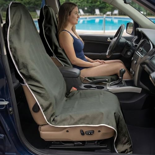Dri Seats Waterproof Car Seat Cover – Premium Sweat Towel with Slip Resistant Backing for Front Seats in Cars, Trucks, SUVs – Universal Seat Covers & Liner, Easy Install (Gray, Large) - color: Gray, size: Large
