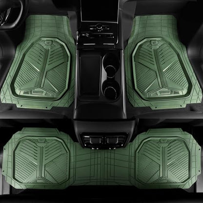 CAR PASS Heavy Duty Rubber Car Mats, Deepdish All Weather Floor Mats for Car Full Set, Universal Automotive Mats Trim to Fit for Sedans SUVs Trucks, Waterproof Anti-Slip Deep Tray 3 Pieces Olive Green - color: Olive Green