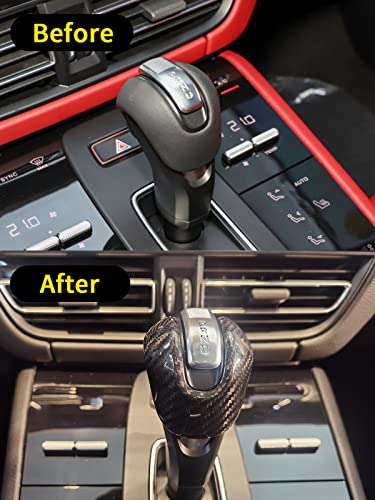 Fit for Porsche Macan 2022-2023 Center Console Gear Shift Head Knob Decorative Cover Real Carbon Fiber Interior Trim Accessories