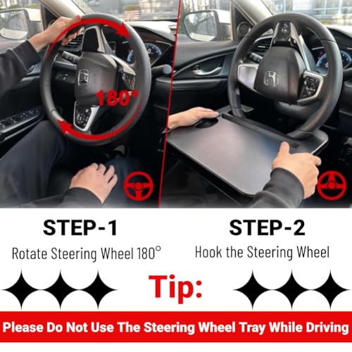2 In 1 Steering Wheel Desk, Universal Steering Wheel Tray Table With Seat Gap Filler Organizer in Between Seat Organizer Car Food Tray For Laptop, Eating, Writing Work Road Trip