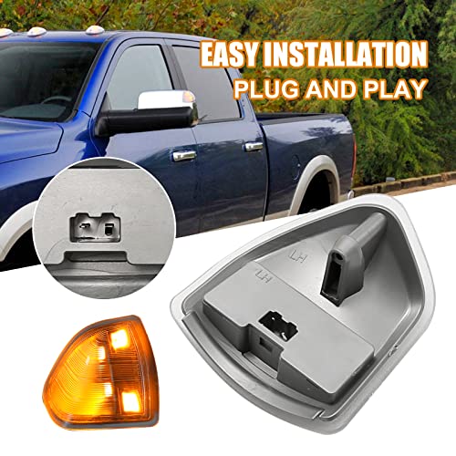 68302828AA 68302829AA Left and Right LED Side Mirror Turn Signal Light Replacement for 2010-2018 Dodge Ram 1500 2500 3500 4500 5500, 2 Pcs (Clear Cover Lens)