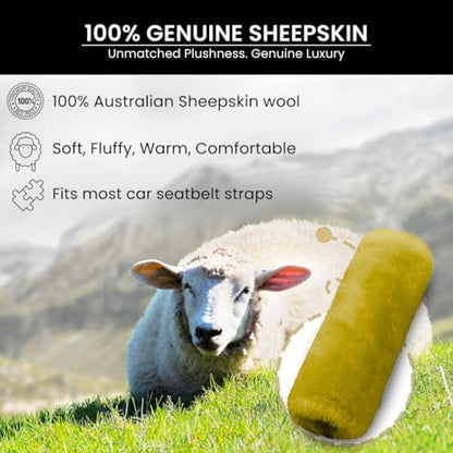 Andalus Genuine Sheepskin Car Seat Belt Cover Pad – Soft Fuzzy, Comfy Fluffy Seatbelt Covers, Shoulder Pad Neck Cushion Protector, Car Accessories for Woman, Man, Girl (Lemon Yellow, 2-Pack) - color: Lemon Yellow
