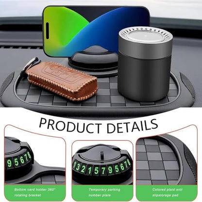 Universal Silicone Car Phone Holder Mount Anti Slip Dashboard Mat, Non Skid Pad, Multi Function Vehicle Organizer for Sunglasses GPS, Car Interior Accessories for Women, Truck SUV