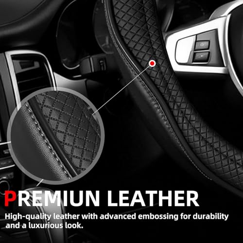 NBTEPEM Customized Auto Car Steering Wheel Cover for Toyota, Microfiber Leather Steering Wheel Covers with Anti-Slip Lining, Breathable, Safety, Soft, Sports Style (Black) - color: Black