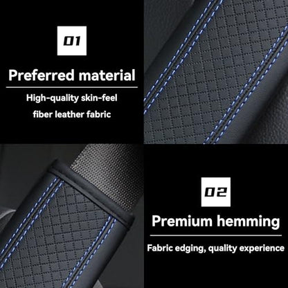 2PCS Car Seat Belt Cover, Soft Shoulder Strap Covers Harness Pads, Safety Leather Seatbelt Comfort Driving Cushion Protect Your Shoulder and Neck Universal for Car, SUV,Truck (Black/Blue) - color: Black/Blue