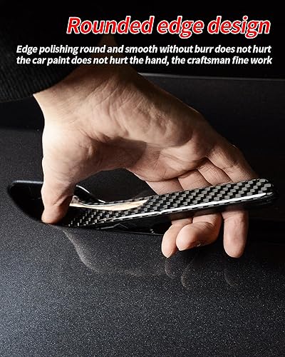 Door Handle Cover, Real Matte Carbon Fiber Door Handle Trim Protector Set Compatible with Tesla Model y Model 3 2017-2025 (4 Pieces) (Glossy Carbon Fiber with drip) - color: Glossy Carbon Fiber with drip